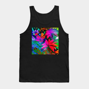 Hawaiian Hibiscus Flowers Psychedelic Floral Gift Mom Luxury Trippy Vibrant Colorful Tank Top